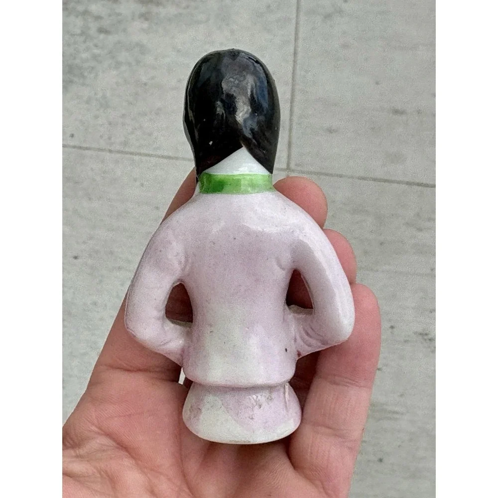 Antique Flapper Half Doll Pincushion Asian Lady W Fan